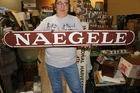 Large Vintage 1940's NAEGELE Gas Station Store 48" Porcelain Metal Sign