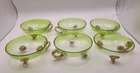 Vintage Venetian Murano Style Green Art Glass Dessert Bowls Set of 6