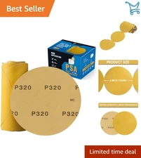 Gold Sandpaper Discs 6in 320 Grit 100pcs Self-Adhesive for Wood Metal Car Paint