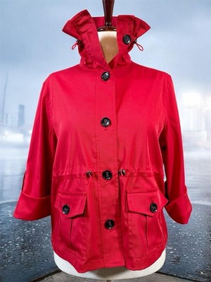 RUBY RD Brand   RED 3/4 SLEEVE STRETCH JACKET - SIZE 12
