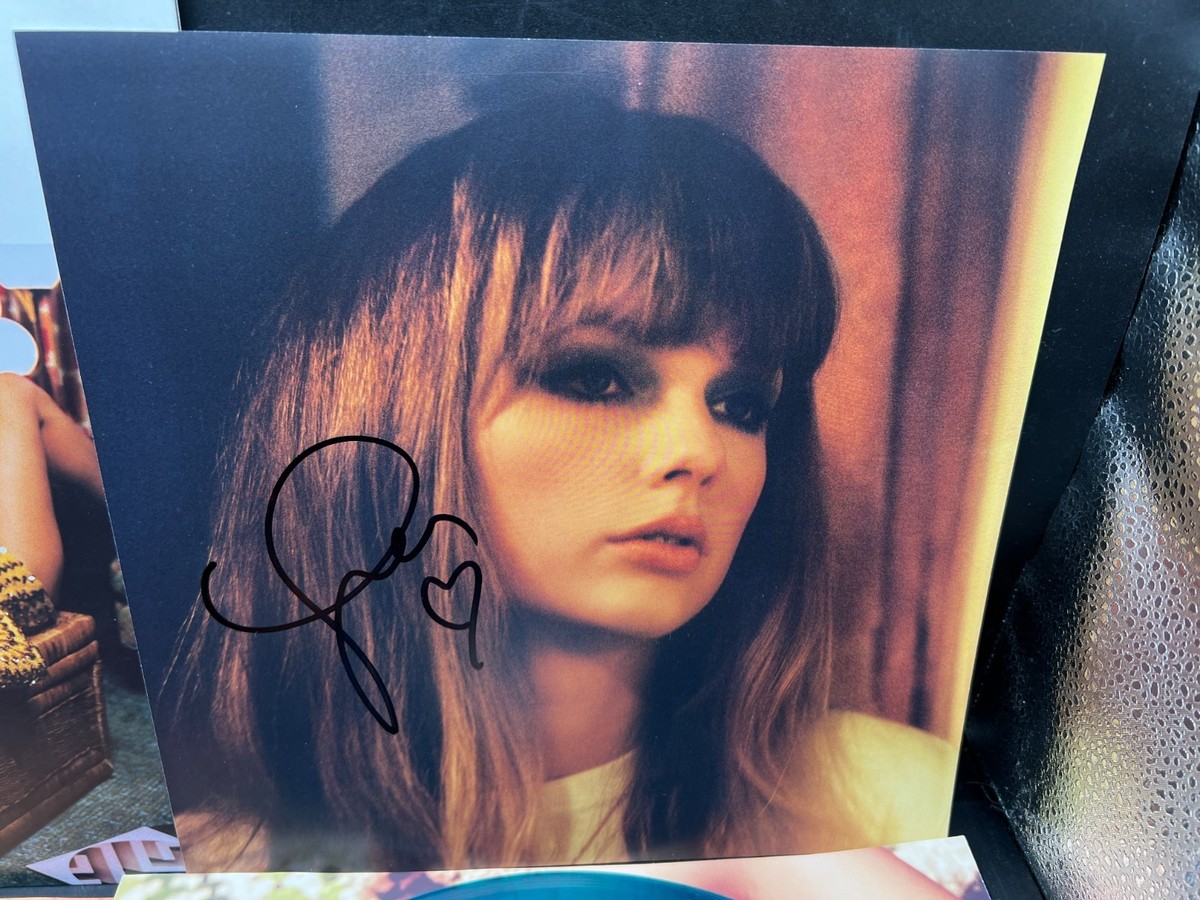 Taylor Swift Signed Midnights Jade Green Vinyl Album LP RARE SIDE