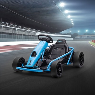 HOMCOM Kinder Elektro Gokart Drift Kart mit langsamem Start, Musik, Hupe, Blau
