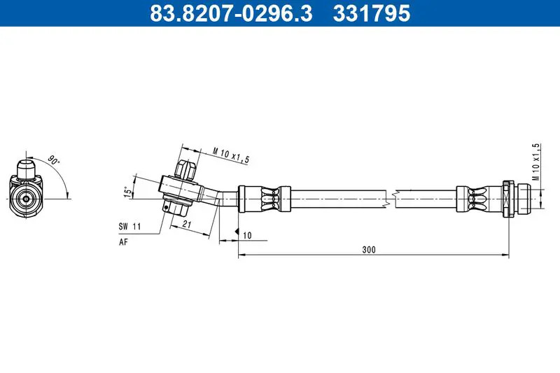 Tubo flessibile freno 83.8207-0296.3 ATE per FORD FOCUS IV Tre volumi FOCUS IV - Immagine 2