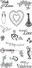 FISKARS Simple Stick TRUE LOVE 17 Rubber Stamps HEART