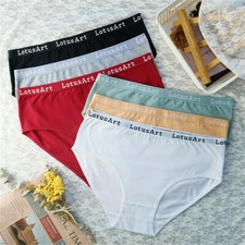 6Pcs Cotton Women's Panties Breathable Soft Solid Color Underwear Girls Briefs