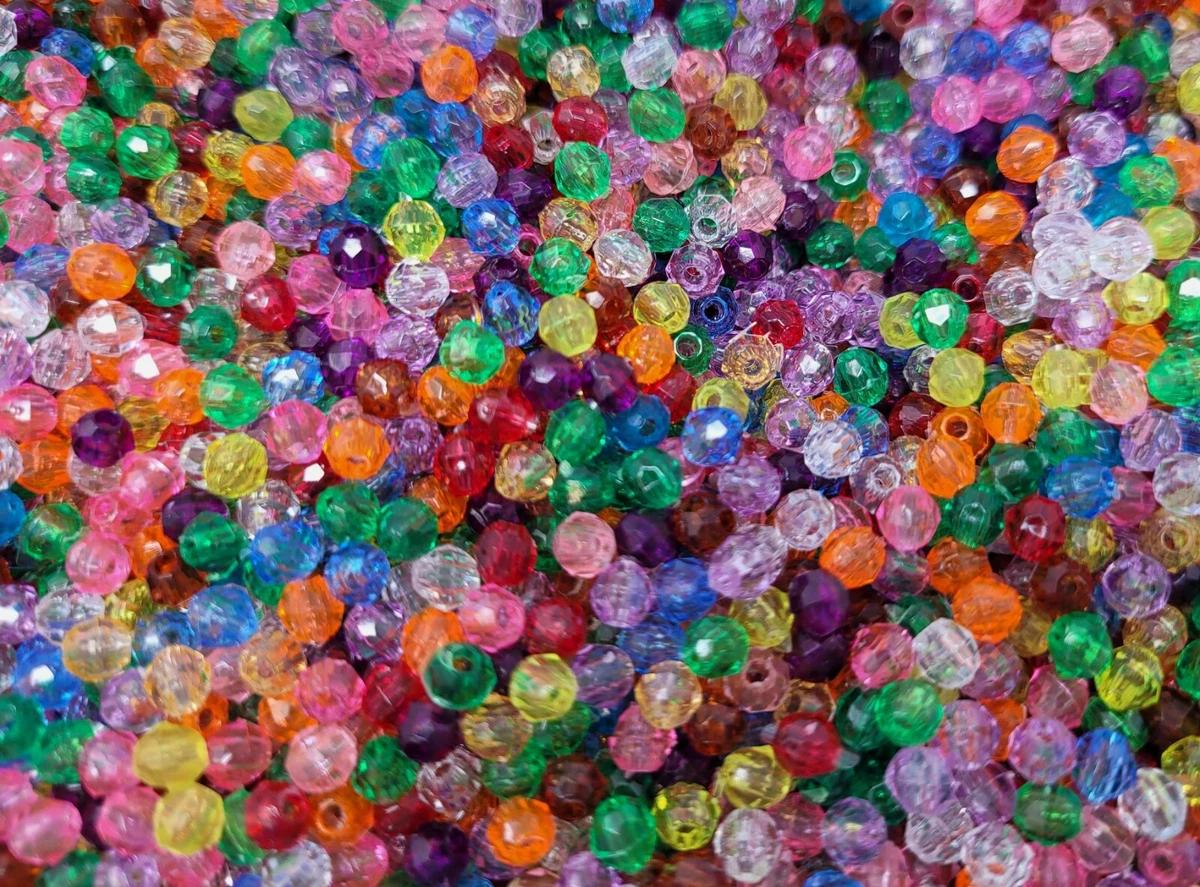 2,000 Pcs Tiny 4mm Assorted Color Round Crystal Faceted Plastic Craft Beads