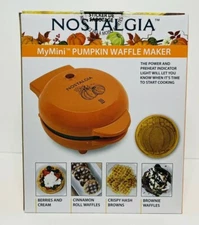 Nostalgia My Mini Pumpkin Waffle Maker Compact Size Fall Halloween