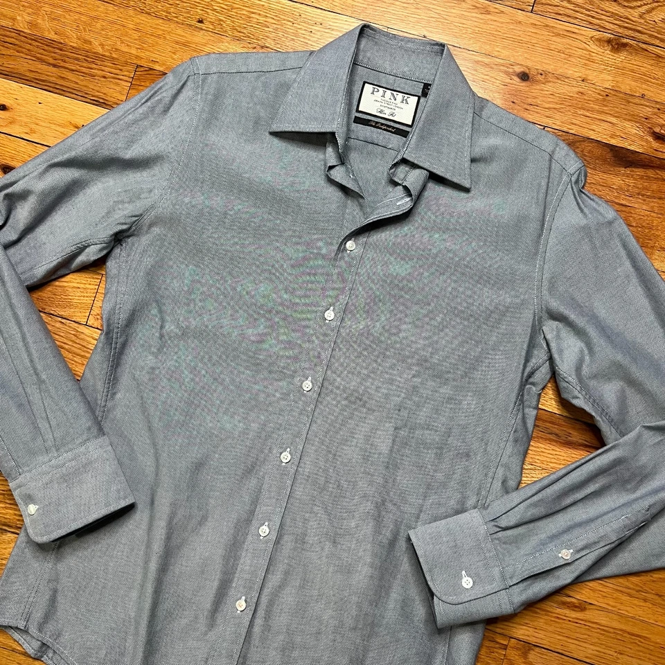 Thomas Pink Mens The Independent Button Down Shirt Slim Fit Size Small - Grey - Image 3 of 4