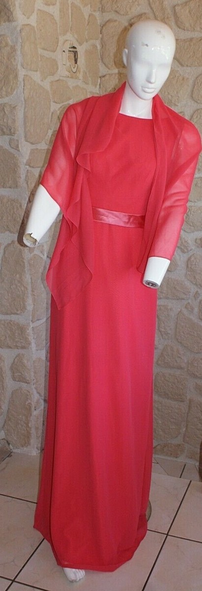 Robe Cocktail Longue Corail Point Mariage - Taille 38 (petit) - Modèle Toeda - Polyester - Neuf Avec étiquettes
