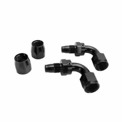  2Pcs 90Degree Swivel Hose Line End Fitting Adaptor Fuel Oil AN10 10AN Black.. 