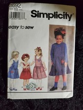 Simplicity 8692 Girl's Easy To Sew Girls Dress Uncut Sewing Pattern