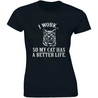 I Work So My Cat Has A Better Life - Cat Lover Lady Crazy Animal Women's T-shirt