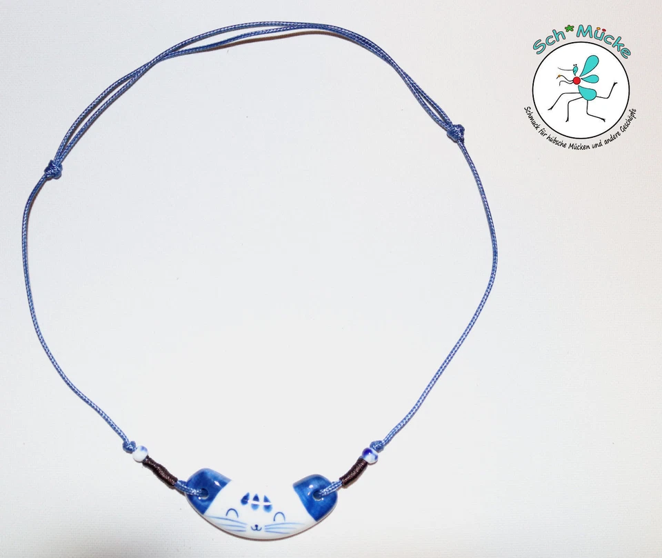 Halskette Katze Keramik Ethnisch Retro Kunst Amulett Glücksbringer Geschenkidee - Bild 3 von 3