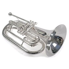 Karl Glaser Marching Baritone in Bb, Bass Trumpet, Silver Plated, Stainless Valves
