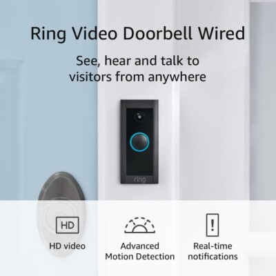 Ring VideoDoorbell Wired (newest model), 2-Way Talk, advanced motion detectionHD