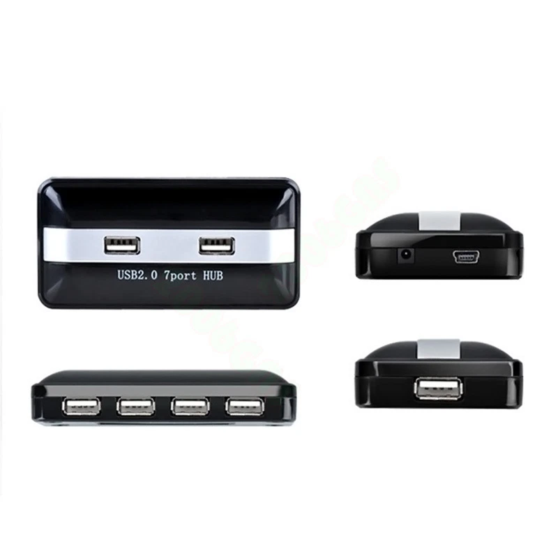 US USB 2.0 7 Port External HUB W Power Adapter For PC MAC Notebook Computer - Image 4 of 4