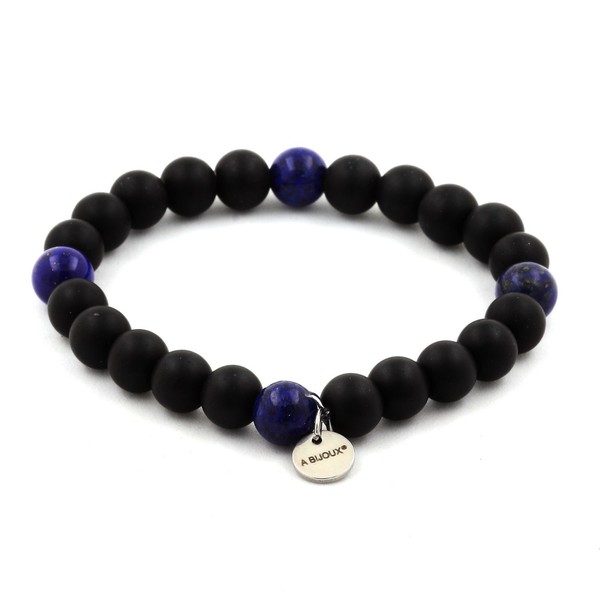 Mineralien Und Edelsteine. Armband Perlen Lapis Lazuli + Mattes Schwarzes Onyx 8-image