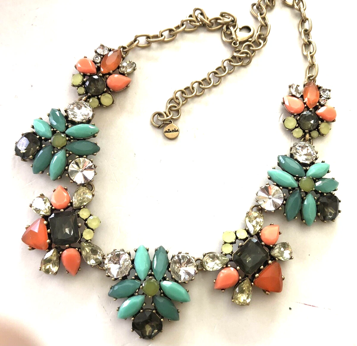 Green rhinestone necklace sale