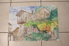 aquarelle maison paysage dordogne nature Jean-François Kotarski 70 x 50 cm env