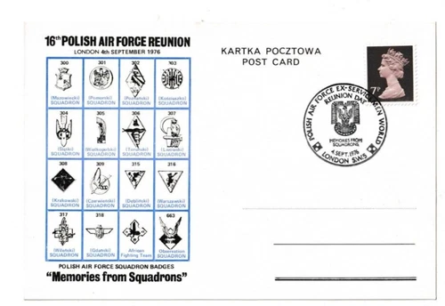 4/9/1976 UK GB Postcard - 16th Polish Air Force Reunion