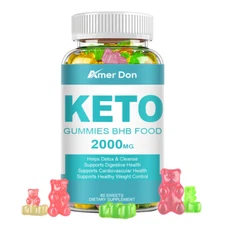 Keto BHB Gummies For Fat Burn ACV Weight Loss Detox Keto Diet Pills 60 Gummy