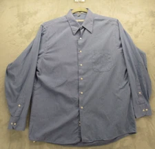 Geoffrey Beene Button Up Shirt Men's Large Blue with White Geometric Pattern