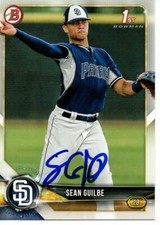 Sean Guilbe San Diego Padres 2018 Bowman Draft Rookie Autographed Signed Card
