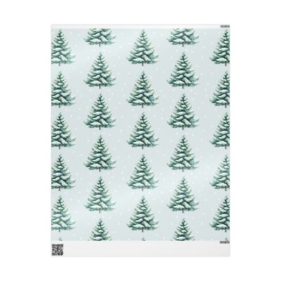 Snowy Christmas Trees Wrapping Papers - Holiday Gift Wrap, Festive Wrapping