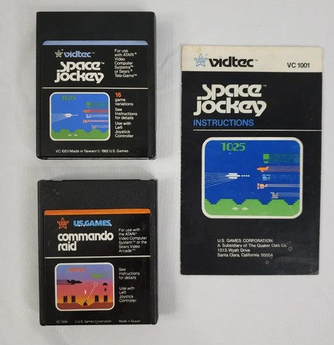 Atari 2600 Spiele Space Jockey mit Handbuch und Commando Raid Lot (lose)