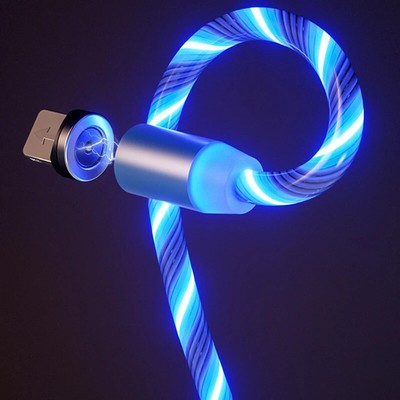 1m Magnetic charging Mobile Phone Cable USB Type C Flow Luminous Lighting Data W