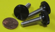 Plastic Black Stainless Thumb Screw 3/4" Head Dia x 1/4"-28 x 1.0" Length, 10Pc