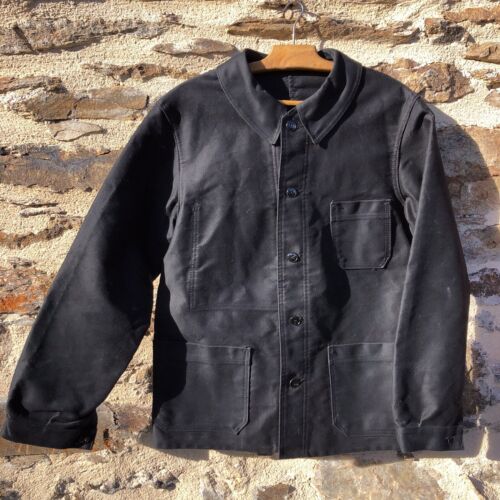 NOS BLACK MOLESKIN Vintage French Workwear Chore Jacket JEANOT Lou PAYSAN
