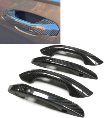 Gloss Real Dry Carbon Fiber Keyless Sensor Door Handle Cover Fits 18-27 Urus