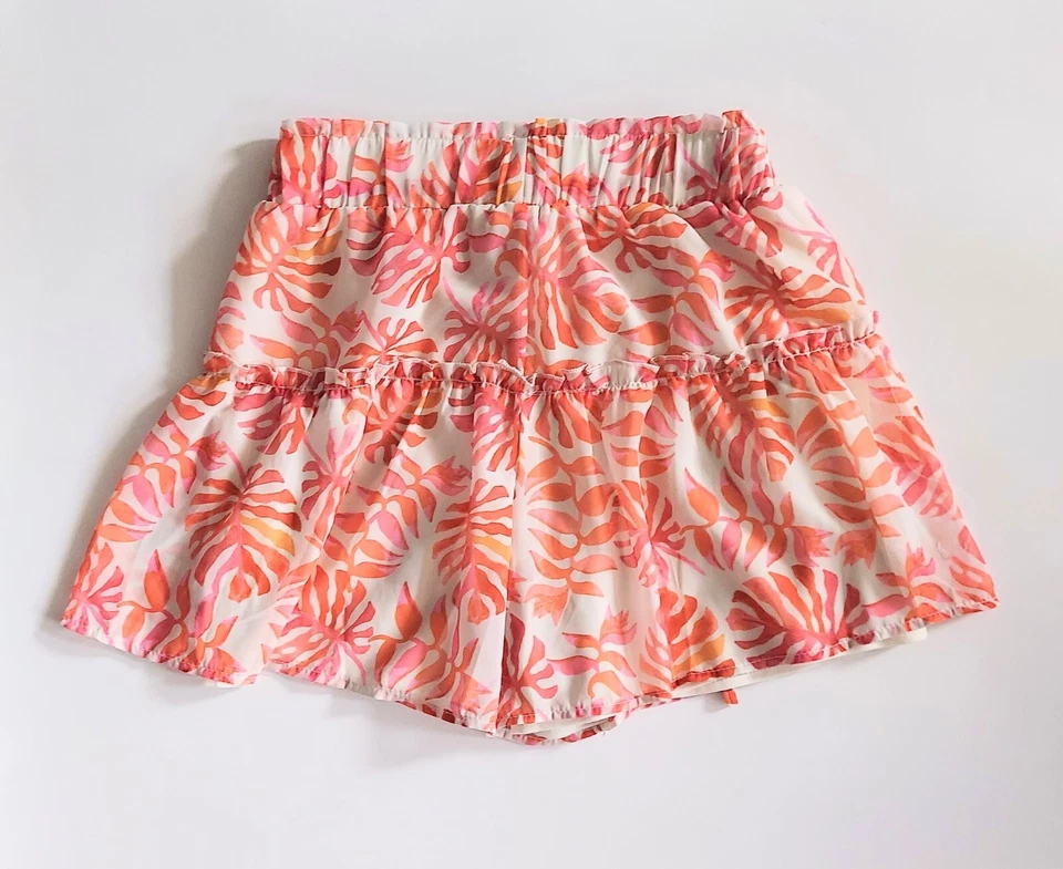 Pantalones cortos Kendall + Kylie para mujer talla mediana con volantes y cordón naranja marfil Foto 4 de 4