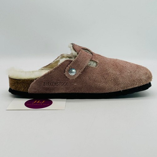 Birkenstock Women's Boston Shearling Pink Suede Comfort Clogs Size 38 EU/ 7 US - Picture 8 of 14