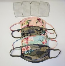 US MADE NEW 4 FACE MASK MASKS COTTON FABRIC WITH POCKETS  4 FILTERS UNISEX