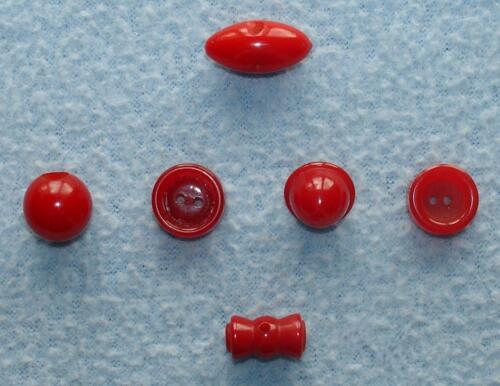 6 Vintage CHERRY RED BAKELITE BUTTONS Simichrome Tested + Rounds Football Ball+ - Picture 1 of 4