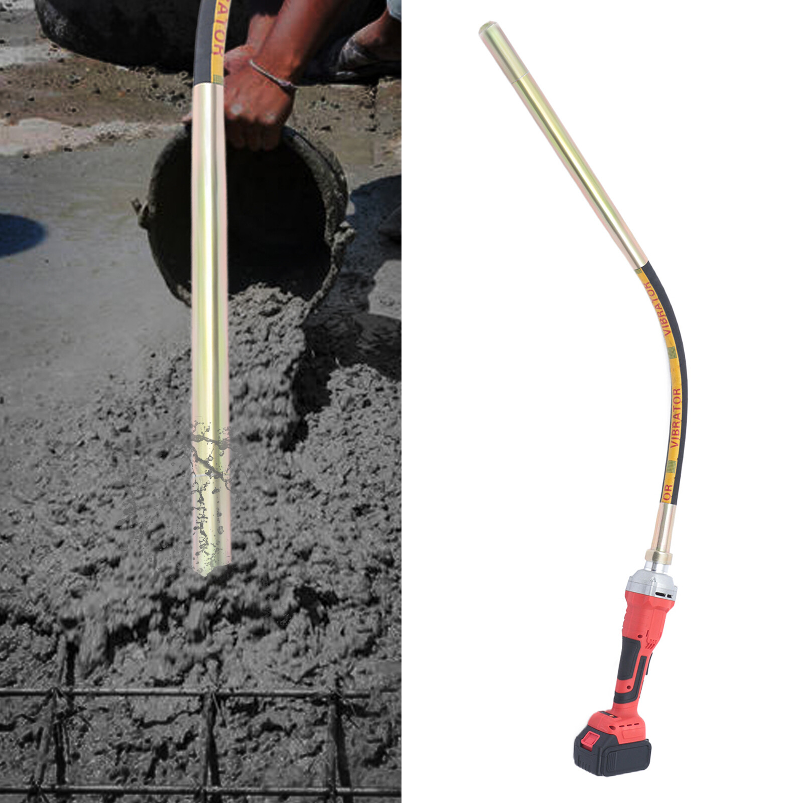 Handheld Concrete Vibrator Lithium-Ion Cordless Cement Vibrating +Vibrating Rod