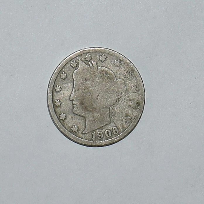 1906 Rare 119-Year-Old Barber Liberty V Nickel US Coin Die Crack Closed 6 - Image 2 of 4
