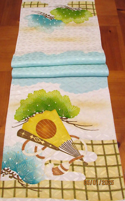 Yuzen Bokashi Wagara Donsu Shippo Japanese Kimono Fabric 100% Silk 47'' L #H15