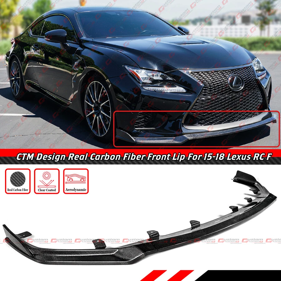 Divisor de labios de parachoques delantero de fibra de carbono real con diseño CTM para Lexus RC F RCF 15-18 Foto 2 de 4