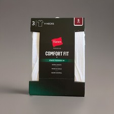 Crew Neck T-Shirt Men's Sz S Hanes Premium Fit 3 Pack Tagless Stretch White