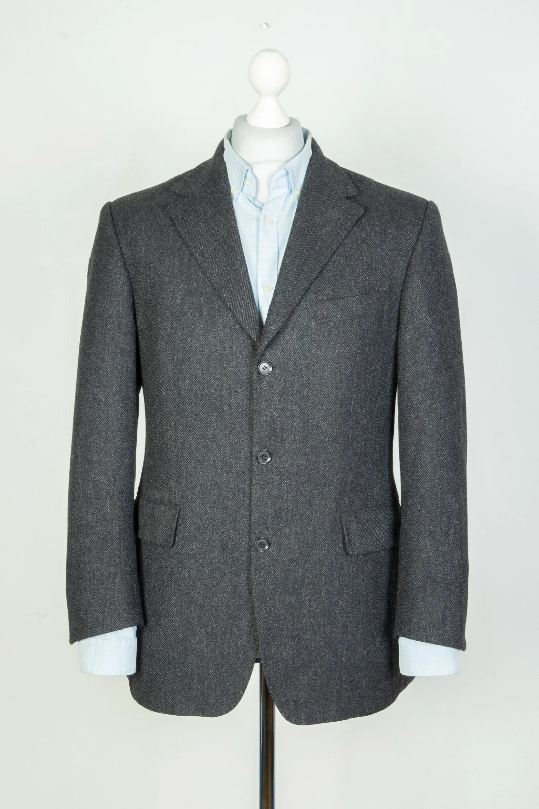 Blazer da uomo grigio Burberry London in lana cashmere con bottoni taglia 48