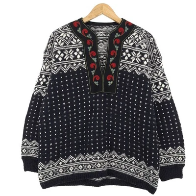 Nordic Pullover Schwarz Skandinavisch Fair Isle Vintage Tv1 Größe XL - Bild 1 von 4