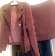 Vintage 1990s Mauve Suede 2 Piece Set Jacket  Mini Skirt Sz Petit 7/8 Women  s