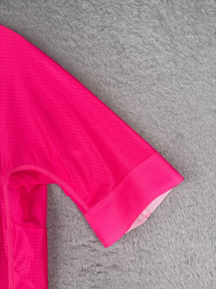 Giordana Cycling Jersey Women Euro Large Pink Full Zip Short Sleeve Poly Hi Viz - Image 2 of 4