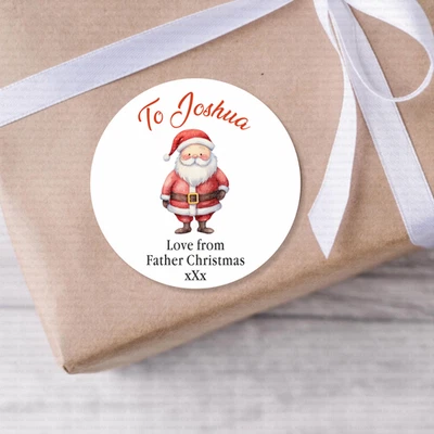 HOMEMADE 48 PERSONALISED CHRISTMAS STICKERS | FATHER CHRISTMAS | GIFT WRAPPING LABELS