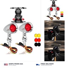 DREAMIZER 2pcs Chrome Bullet 15 LEDs Motorcycle Turn Signal Lights Front and ...