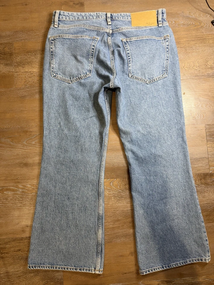 RAG & BONE ROSA MID-RISE FLARE JEANS Womens 29 Light Wash  Wide Leg BOHO - Image 3 of 4
