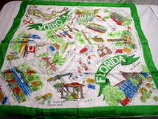 VINTAGE FLORIDA SILK SCARF ~ 1950s MADE IN JAPAN ~ HAND ROLLED ~ 30"